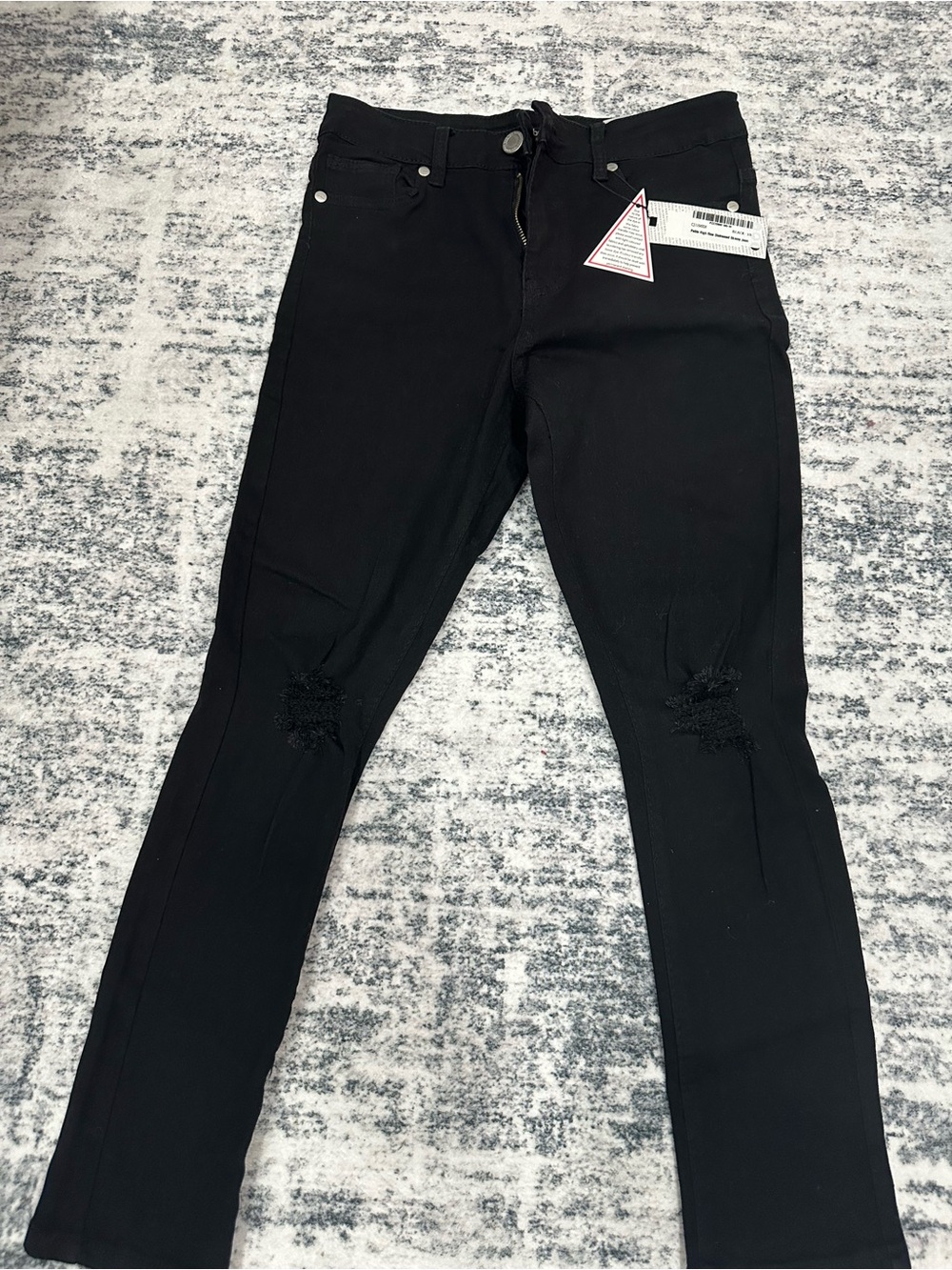 Boohoo Black High-Rise Distressed Skinny Jeans